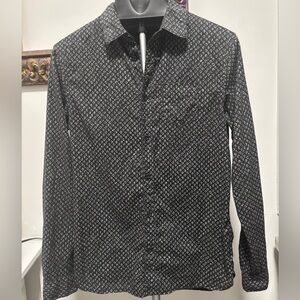 ALL SAINTS Black & White Geometric Print Lightweight Mens Shirt XS